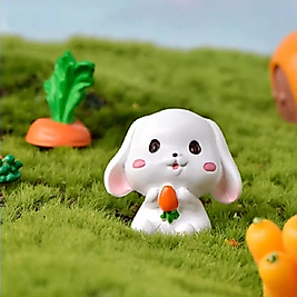 Himi Pasta Süsleri Havuçlu Tavşan 2 Adet Minyatür Figür Karakter Oyuncakları Evcilik Oyuncakları Küçük Minik Oyuncaklar