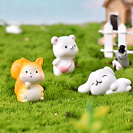 Himi Pasta Süsleri 3'lü Sevimli Hayvanlar Minyatür Figür Karakter Oyuncakları Evcilik Oyuncakları Küçük Minik Oyuncaklar