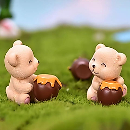 Himi Pasta Süsleri 2'li Ayıcık Minyatür Figür Karakter Oyuncakları Evcilik Oyuncakları Küçük Minik Oyuncaklar