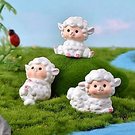 Himi Pasta Süsleri 3'lü Kuzu Minyatür Figür Karakter Oyuncakları Evcilik Oyuncakları Küçük Minik Oyuncaklar