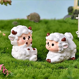 Himi Pasta Süsleri 2'li Kuzu Minyatür Figür Karakter Oyuncakları Evcilik Oyuncakları Küçük Minik Oyuncaklar