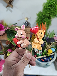 Himi Pasta Süsleri Tavşan ve Ayıcık Minyatür Figür Karakter Oyuncakları Evcilik Oyuncakları Küçük Minik Oyuncaklar