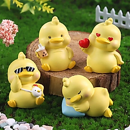 Himi Pasta Süsleri 4'lü Sevimli Civcivler Minyatür Figür Karakter Oyuncakları Evcilik Oyuncakları Küçük Minik Oyuncaklar