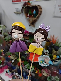 Himi Pasta Süsleri 2'li Kız Minyatür Figür Karakter Oyuncakları Evcilik Oyuncakları Küçük Minik Oyuncaklar