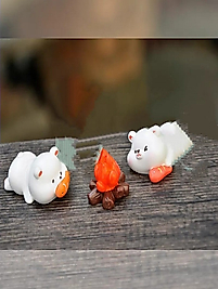 Himi Pasta Süsleri Ayıcık Set 3 Parça Minyatür Figür Karakter Oyuncakları Evcilik Oyuncakları Küçük Minik Oyuncaklar