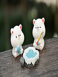 Himi Pasta Süsleri 3'lü Ayıcık Minyatür Figür Karakter Oyuncakları Evcilik Oyuncakları Küçük Minik Oyuncaklar
