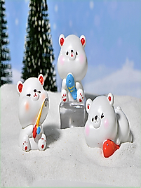 Himi Pasta Süsleri 3'lü Ayıcık Minyatür Figür Karakter Oyuncakları Evcilik Oyuncakları Küçük Minik Oyuncaklar