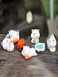 Himi Pasta Süsleri Ayıcık Set 7 Parça Minyatür Figür Karakter Oyuncakları Evcilik Oyuncakları Küçük Minik Oyuncaklar