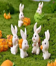 Himi Pasta Süsleri Tavşan Set 11 Parça Minyatür Figür Karakter Oyuncakları Evcilik Oyuncakları Küçük Minik Oyuncaklar