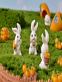 Himi Pasta Süsleri Tavşan Set 11 Parça Minyatür Figür Karakter Oyuncakları Evcilik Oyuncakları Küçük Minik Oyuncaklar