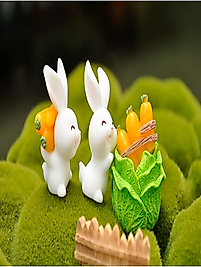Himi Pasta Süsleri Tavşan Set 5 Parça Minyatür Figür Karakter Oyuncakları Evcilik Oyuncakları Küçük Minik Oyuncaklar