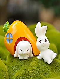 Himi Pasta Süsleri Tavşan Set 3 Parça Minyatür Figür Karakter Oyuncakları Evcilik Oyuncakları Küçük Minik Oyuncaklar