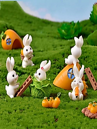 Himi Pasta Süsleri Tavşan Set 13 Parça Minyatür Figür Karakter Oyuncakları Evcilik Oyuncakları Küçük Minik Oyuncaklar