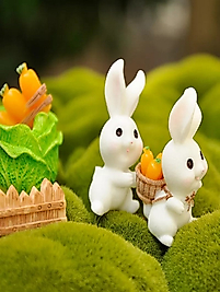 Himi Pasta Süsleri Tavşan Set 5 Parça Minyatür Figür Karakter Oyuncakları Evcilik Oyuncakları Küçük Minik Oyuncaklar
