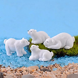 Himi Pasta Süsleri 4'lü Kutup Ayısı Minyatür Figür Karakter Oyuncakları Evcilik Oyuncakları Küçük Minik Oyuncaklar