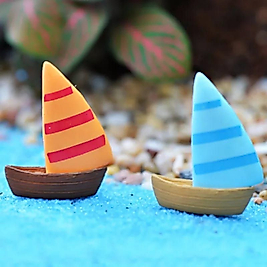 Himi Pasta Süsleri 2'li Yelkenli Tekne Minyatür Figür Karakter Oyuncakları Evcilik Oyuncakları Küçük Minik Oyuncaklar