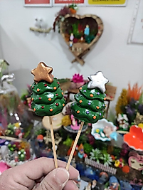 Himi Pasta Süsleri 2'li Çam Ağacı Noel Yılbaşı Minyatür Figür Karakter Oyuncakları Evcilik Oyuncakları Küçük Minik Oyuncaklar