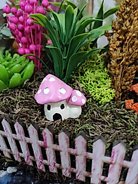Himi Pasta Süsleri Mantar Ev Pembe Minyatür Figür Karakter Oyuncakları Evcilik Oyuncakları Küçük Minik Oyuncaklar
