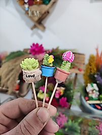 Himi Pasta Süsleri 3'lü Kaktüs Minyatür Figür Karakter Oyuncakları Evcilik Oyuncakları Küçük Minik Oyuncaklar