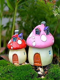 Himi Pasta Süsleri Mantar Ev 2'li Minyatür Figür Karakter Oyuncakları Evcilik Oyuncakları Küçük Minik Oyuncaklar