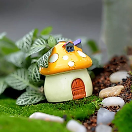 Himi Pasta Süsleri 2 Adet Sarı Mantar Ev Minyatür Figür Karakter Oyuncakları Evcilik Oyuncakları Küçük Minik Oyuncaklar