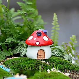 Himi Pasta Süsleri 2'li Mantar Ev Minyatür Figür Karakter Oyuncakları Evcilik Oyuncakları Küçük Minik Oyuncaklar