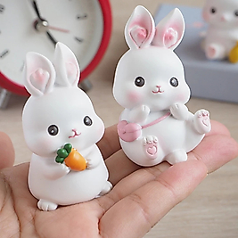 Himi Pasta Süsleri 2'li Tavşan Minyatür Figür Karakter Oyuncakları Evcilik Oyuncakları Küçük Minik Oyuncaklar