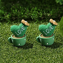 Himi Pasta Süsleri 2'li Love Kaktüs Minyatür Figür Karakter Oyuncakları Evcilik Oyuncakları Küçük Minik Oyuncaklar