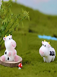Himi Pasta Süsleri 2'li İnek Minyatür Figür Karakter Oyuncakları Evcilik Oyuncakları Küçük Minik Oyuncaklar