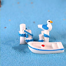 Himi Pasta Süsleri Martı ve Gemi Minyatür Figür Karakter Oyuncakları Evcilik Oyuncakları Küçük Minik Oyuncaklar