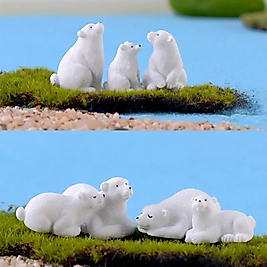 Himi Pasta Süsleri 9 Parça Kutup Ayısı Minyatür Figür Karakter Oyuncakları Evcilik Oyuncakları Küçük Minik Oyuncaklar