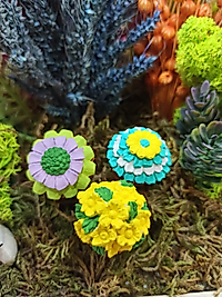 Himi Pasta Süsleri 3'lü Çiçekler Minyatür Figür Karakter Oyuncakları Evcilik Oyuncakları Küçük Minik Oyuncaklar