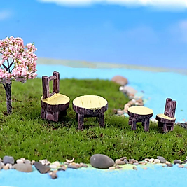Himi Pasta Süsleri 2'li Masa Sandalye Minyatür Figür Karakter Oyuncakları Evcilik Oyuncakları Küçük Minik Oyuncaklar