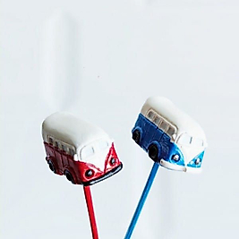 Himi Pasta Süsleri 2'li Mini Otobüs Minyatür Figür Karakter Oyuncakları Evcilik Oyuncakları Küçük Minik Oyuncaklar