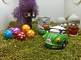 Himi Pasta Süsleri Yeşil Araba Minyatür Figür Karakter Oyuncakları Evcilik Oyuncakları Küçük Minik Oyuncaklar