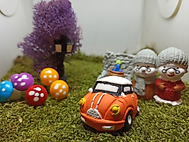 Himi Pasta Süsleri Turuncu Minyatür Araba Minyatür Figür Karakter Oyuncakları Evcilik Oyuncakları Küçük Minik Oyuncaklar