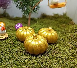 Himi Pasta Süsleri Altın Rengi 3 Adet Bal Kabağı Minyatür Figür Karakter Oyuncakları Evcilik Oyuncakları Küçük Minik Oyuncaklar