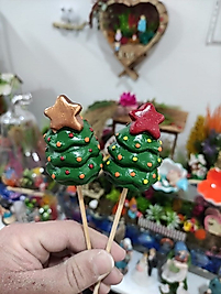 Himi Pasta Süsleri 2'li Çam Ağacı Noel Yılbaşı Maket Kürdanlı Cupcake Pasta Süsü Doğum Günü Süsleri Kürdan Süsü