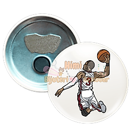 Basketbol Metal Resimli İğneli Buton Rozet Magnet Anahtarlık Açacak Çanta Rozetleri M8