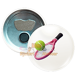 Tenis Metal Resimli İğneli Buton Rozet Magnet Anahtarlık Açacak Çanta Rozetleri M3