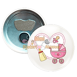 Bebek Doğum Günü Baby Shower Metal Resimli İğneli Buton Rozet Magnet Anahtarlık Açacak Çanta Rozetleri M25