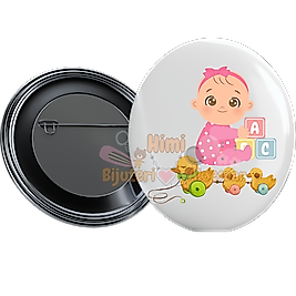 Bebek Doğum Günü Baby Shower Metal Resimli İğneli Buton Rozet Magnet Anahtarlık Açacak Çanta Rozetleri M36