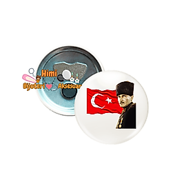 Atatürk Metal Resimli İğneli Buton Rozet Magnet Anahtarlık Açacak Çanta Rozetleri M10