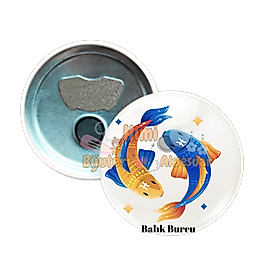 Burç Balık Metal Resimli İğneli Buton Rozet Magnet Anahtarlık Açacak Çanta Rozetleri M3