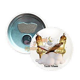 Dini İslam Temalı Rozetler Metal Resimli İğneli Buton Rozet Magnet Anahtarlık Açacak Çanta Rozetleri M18