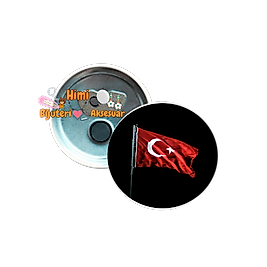 Türk Bayrağı Metal Resimli İğneli Buton Rozet Magnet Anahtarlık Açacak Çanta Rozetleri M2