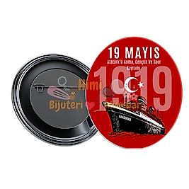 19 Mayıs Metal Resimli İğneli Buton Rozet Magnet Anahtarlık Açacak Çanta Rozetleri M1