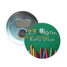 23 Nisan Çocuk Bayramı Metal Resimli İğneli Buton Rozet Magnet Anahtarlık Açacak Çanta Rozetleri M7
