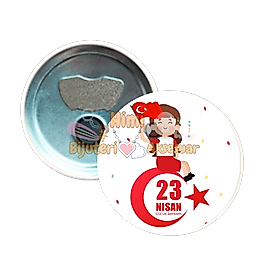 23 Nisan Çocuk Bayramı Metal Resimli İğneli Buton Rozet Magnet Anahtarlık Açacak Çanta Rozetleri M12