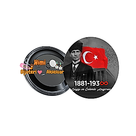 10 Kasım Atatürk'ü Anma Metal Resimli İğneli Buton Rozet Magnet Anahtarlık Açacak Çanta Rozetleri M1